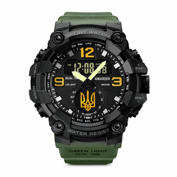 Мужские часы Awarder 003 Трезубец золото Army Green-Black фото 1