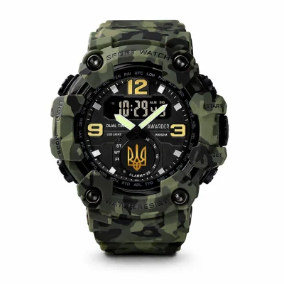 Мужские часы Awarder 004 Трезубец золото Camo Green