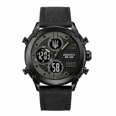 Чоловічий годинник Awarder 017 Тризуб золото All Black