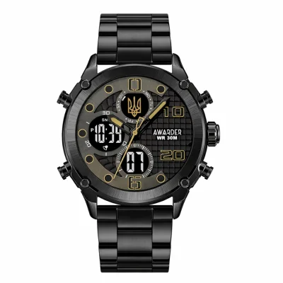 Мужские часы Awarder 017 Трезубец золото All Black
