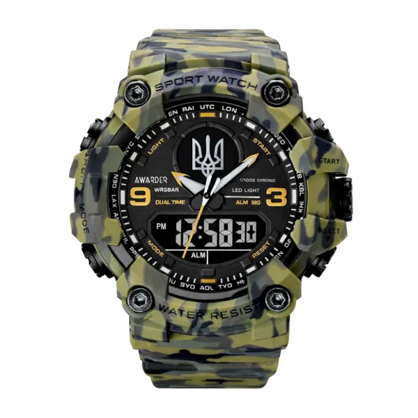 Чоловічий годинник Awarder 001 Тризуб срібло  Camo Green фото 1