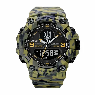 Мужские часы Awarder 001 Трезубец серебро  Camo Green