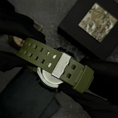 Мужские часы  Awarder 004 Трезубец серебро  Army Green-Black