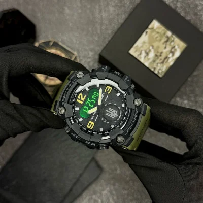 Мужские часы  Awarder 004 Трезубец серебро  Army Green-Black