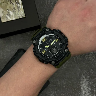 Мужские часы  Awarder 004 Трезубец серебро  Army Green-Black