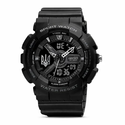 Мужские часы Awarder 005 Трезубец серебро Black