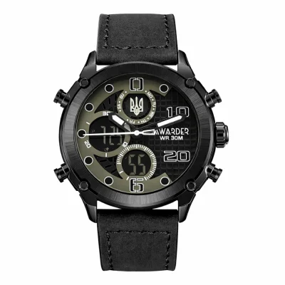 Чоловічий годинник Awarder 017 Тризуб срібло Black
