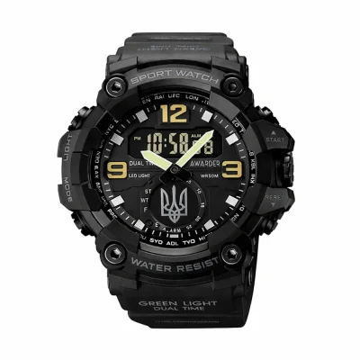 Чоловічий годинник Awarder 003 Тризуб срібло Black