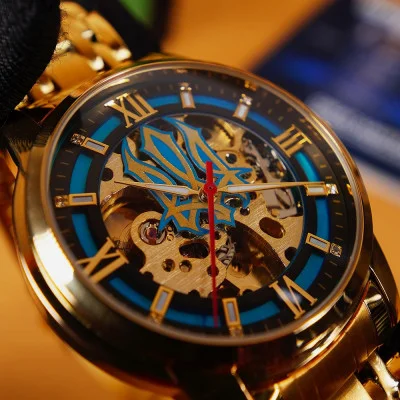 Класичний чоловічий годинник Awarder 025 Sharp Gold Blue
