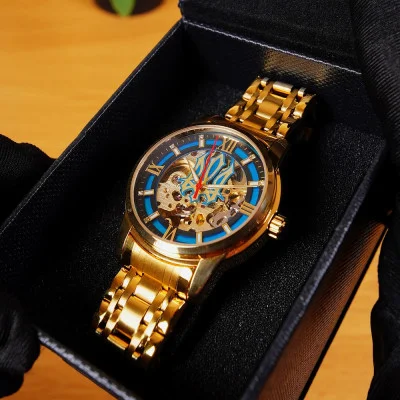 Класичний чоловічий годинник Awarder 025 Sharp Gold Blue