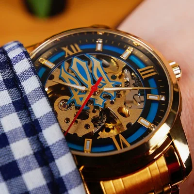 Класичний чоловічий годинник Awarder 025 Sharp Gold Blue