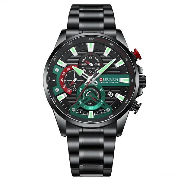 Чоловічий годинник Curren 8415 Black-Green фото 1