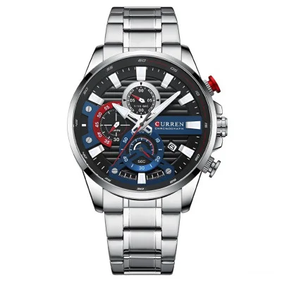 Чоловічий годинник Curren 8415 Silver-Black-Blue