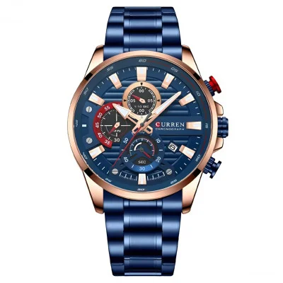 Чоловічий годинник Curren 8415 Blue-Gold