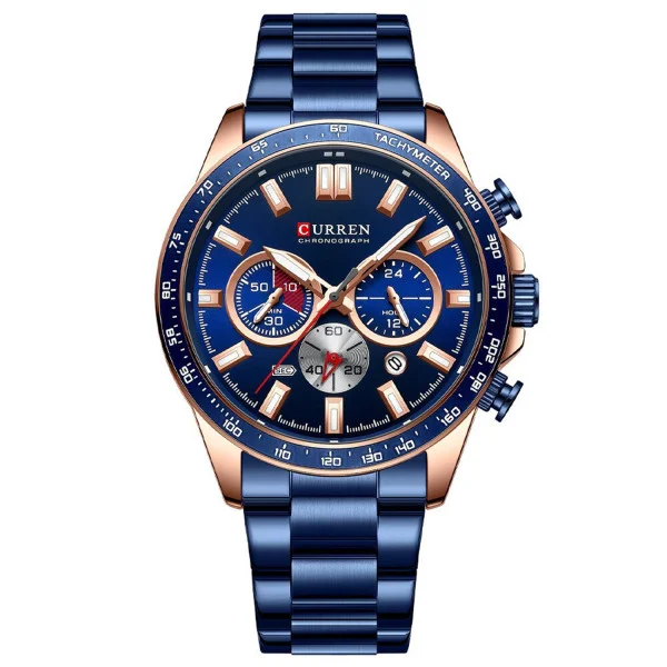 Мужские часы Curren 8418 Blue-Gold фото 1