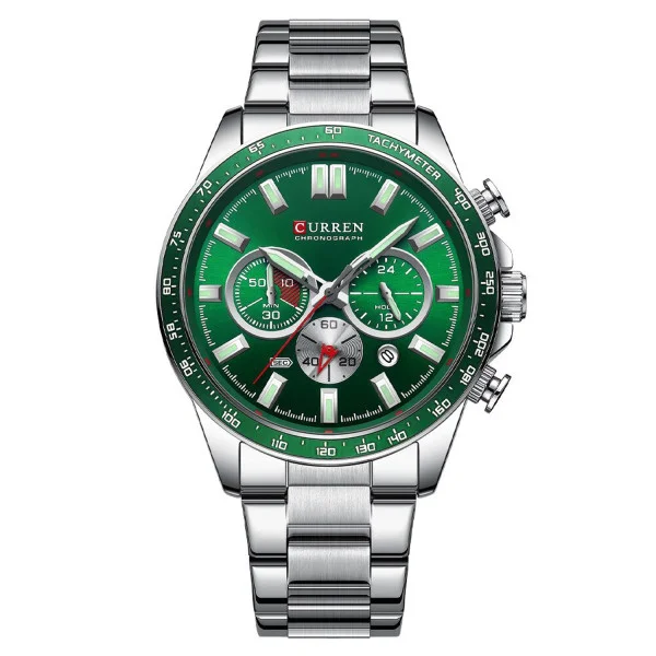 Чоловічий годинник Curren 8418 Silver-Green фото 1