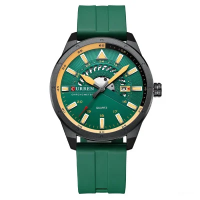 Чоловічий годинник Curren 8421 Green-Black-Yellow