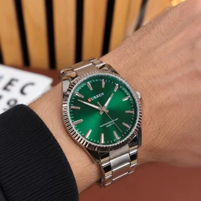 Мужские часы Curren 8425 Silver-Green