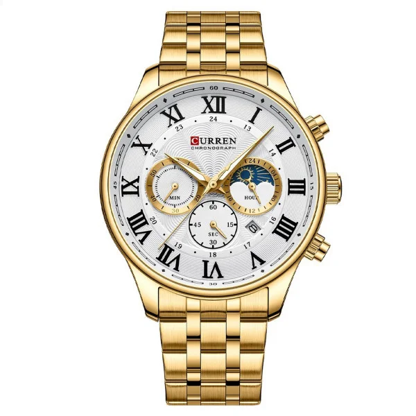 Чоловічий годинник Curren 8427 Gold-White фото 1