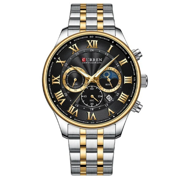 Чоловічий годинник Curren 8427 Silver-Gold-Black фото 1