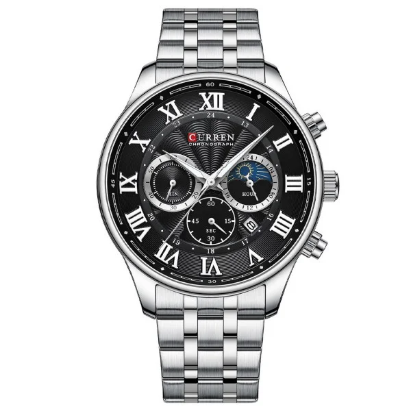 Мужские часы Curren 8427 Silver-Black фото 1
