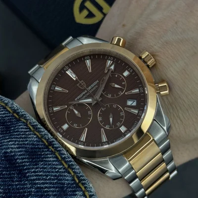 Чоловічий годинник Pagani Design PD-1712 Silver-Rose Gold-Brown