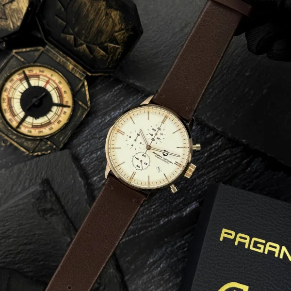 Чоловічий годинник Pagani Design PD-2720 Gold-White-Brown фото 6