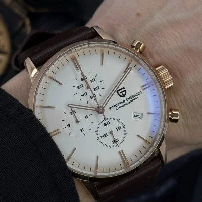 Чоловічий годинник Pagani Design PD-2720 Gold-White-Brown