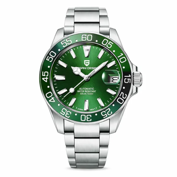 Чоловічий годинник Pagani Design PD-1670 Silver-Green STOPPED фото 1