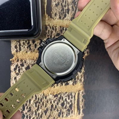 Мужские часы Skmei 1343 Black-Khaki Wristband