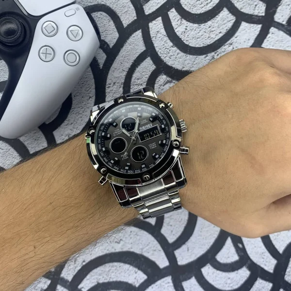Чоловічий годинник Skmei 1389SIBK Silver-Black-Black фото 3