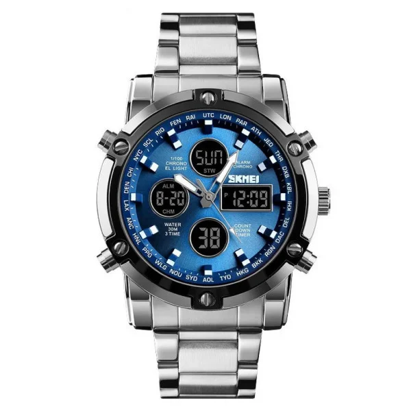 Чоловічий годинник Skmei 1389BU Silver-Black-Blue фото 1
