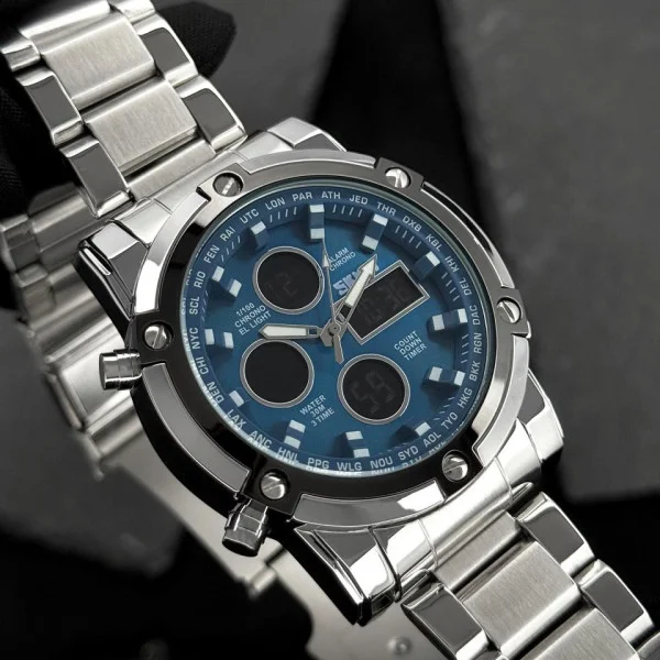 Чоловічий годинник Skmei 1389BU Silver-Black-Blue фото 7