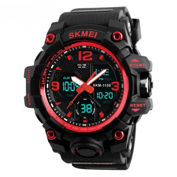 Чоловічий годинник Skmei 1155 Black-Red фото 1