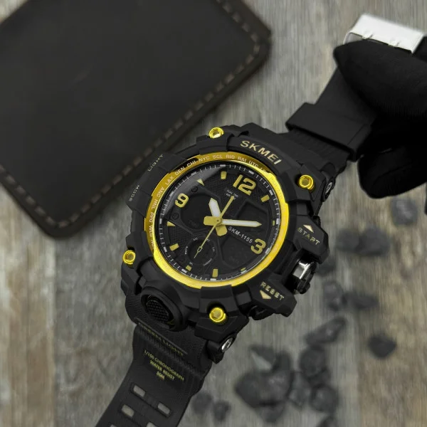 Чоловічий годинник Skmei 1155 Black-Gold фото 4