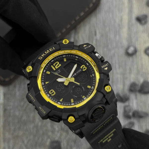 Чоловічий годинник Skmei 1155 Black-Gold фото 7