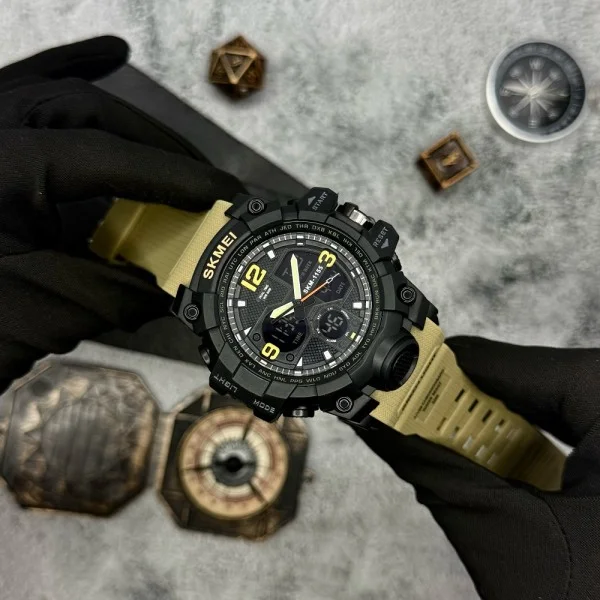 Мужские часы Skmei 1155 Black-Khaki фото 4
