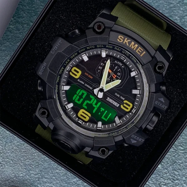 Чоловічий годинник Skmei 1586 Black-Military Wrisband фото 3