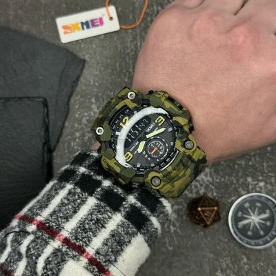 Чоловічий годинник Skmei 1637CMGN Camo Green.