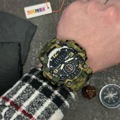 Чоловічий годинник Skmei 1637CMGN Camo Green.