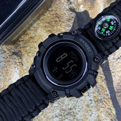 Чоловічий годинник Skmei 1356BK Black Tactic Compass