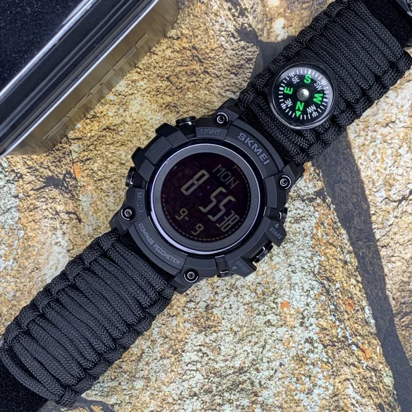 Чоловічий годинник Skmei 1356BK Black Tactic Compass фото 4