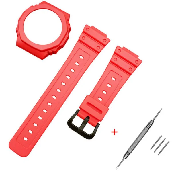 Ремешок + безель (рант) для Casio G-Shock GA-2100/GA-2110 Red Black фото 1