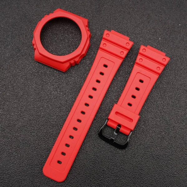 Ремешок + безель (рант) для Casio G-Shock GA-2100/GA-2110 Red Black фото 3