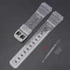Ремешок для Casio G-Shock F-84/94/105, F-91W, AE1300 Jelly Transparent Silver фото 2