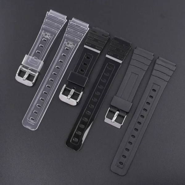 Ремешок для Casio G-Shock F-84/94/105, F-91W, AE1300 Jelly Transparent Silver фото 4