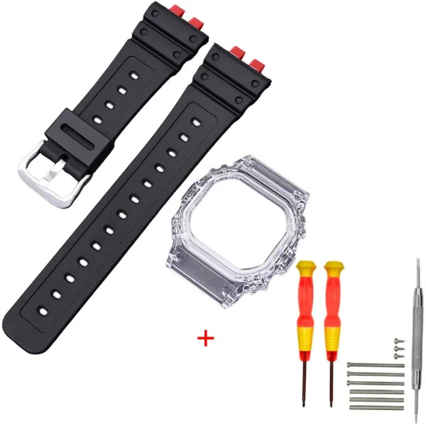 Ремешок + безель (рант) для Casio G-Shock GMW-B5000 Red-Black Transp SI фото 1