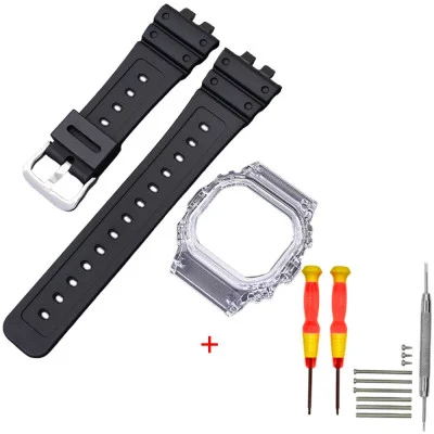 Ремешок + безель (рант) для Casio G-Shock GMW-B5000 Black Transp SI