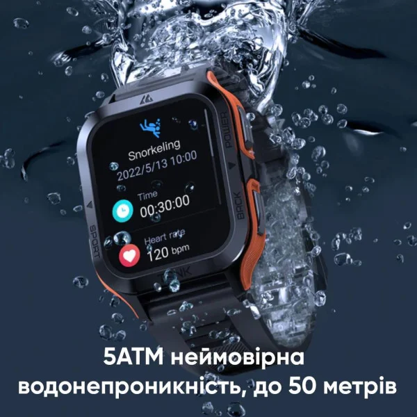 Спортивний Розумний Годинник Kospet Tank M2 Orange + Спортивні Режими, Водозахист, Дзвінки фото 16