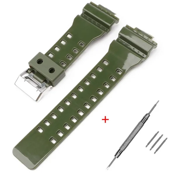 Ремінець для Casio G-Shock GA-100/110 Army Green-Glossy SI фото 1